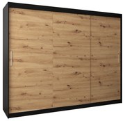 Ruhásszekrény 250 cm Toki (matt fekete + artisan tölgy). 1064865