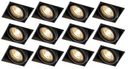 12 db-os beépített spotlámpa készlet fekete GU10 dönthető keret nélküli - Oneon