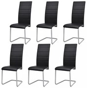 6 db fekete műbőr szánkótalpas étkezőszék