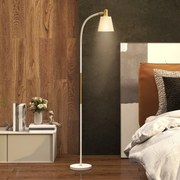 HOMCOM Állítható Magasságú Állólámpa Nappalira 127-160 cm Kapcsolóval, E27 Foglalattal, Fehér | Aosom