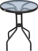 Outsunny Kertasztal ∅60xH70cm, Időjárásálló Fém Teraszasztal, Vízgyűrűs Mintával Ellátott Étkezőasztal, Kültéri Kempingasztal, Kerek Terasz Asztal Ker
