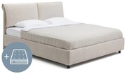 Bézs kárpitozott ágyneműtartós franciaágy matraccal, ágyráccsal 180x200 cm Myra Pillow – Bonami Selection