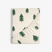 Goldea körgumis pamut lepedő - fenyőfák natúr alapon 80 x 160 cm