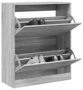 szürke sonoma színű szerelt fa cipőszekrény 80x34x96,5 cm