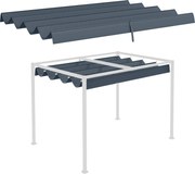 Outsunny Cserélhető Napernyő 2.85 x 2 m Pergolához, Retractable Wave Napernyő Esőlefolyó Lyukkal, UV Védelem 30+, Télálló Árnyékoló Kertbe, Erkélyre,