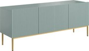 Nicole 150 cm-es TV-szekrény - zsálya MDF / arany lábak