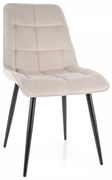 Chic Velvet étkezőszék, krém / fekete