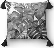 Díszpárna 45x45 Virágos Monstera Boho Szürke