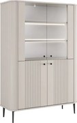 Vesper négyajtós vitrines szekrény 103 cm - kasmír / fekete lábak