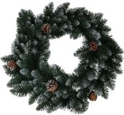 Snowy karácsonyi dekoratív koszorú zöld, átmérő 60 cm