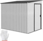 Outsunny Fém Kertiszerszám Sátor 1.5x2m Talapzattal, Kerti Sátor Csúszó Ajtóval, Lejtős Tetővel, Polcokkal, Akasztókkal és Szellőzőnyílásokkal, Fehér