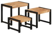 3 db tömör fa egymásba tolható asztal