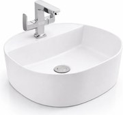 BERGAMO || Pultra helyezhető mosdókagyló, kerámia, fehér, lekerekített