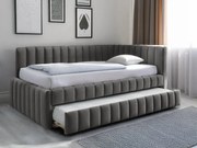 Kárpitozott ágy COMFINO VELVET pótággyal 120x200 cm szürke