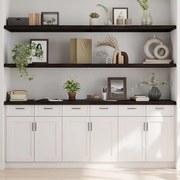 sötétbarna kezelt tömör tölgyfa fali polc 220 x 60 x (2-4) cm