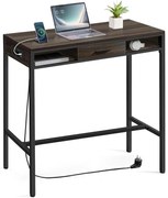 Bárasztal, magas konzolasztal töltőállomással és szövet fiókkal, barna