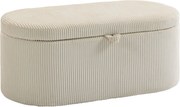HOMCOM kárpitozott tárolópad csíkos kordbársonnyal – 105 x 51 x 49 cm, rejtett tárolós puff, 200 kg teherbírás, bézs | Aosom