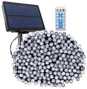 11,2 m-es 560 LED-es BOA fényfüzér, hybrid tölthető-napelemes, hideg fehér, 8 világítási mód, időzíthető, távvezérlővel