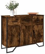 füstös tölgy színű szerelt fa tálalószekrény 97 x 32,5 x 74,5cm