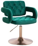 HR8403N Sötétzöld modern velúr szék arany lábbal