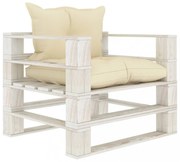 fa kerti raklapkanapé krémszínű párnákkal