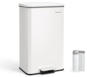 Pedálos szemeteskuka 40L, fehér, 15 szemeteszsákkal