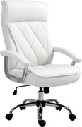 Vinsetto Irodai Szék, Ergonomikus Íróasztali Szék, Állítható Forgószék Ringató Funkcióval, Gyémánt Mintázattal, Műbőr, Párnázott Vezetői Szék, Fehér |