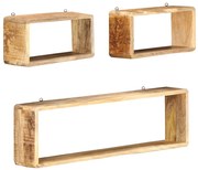 3-részes tömör mangófa fali kockapolcszett