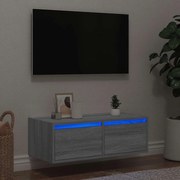 TV-szekrény LED-es világítással szürke sonoma 75x35,5x25 cm