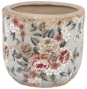 Kerámia kaspó szürke virág mintás Ø 14x13 cm