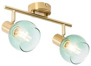 Art Deco spotlámpa arany zöld üveggel 2-lámpás - Vidro