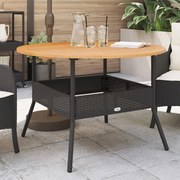 vidaXL fekete polyrattan kerti asztal akácfa lappal Ø110 x 71 cm