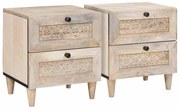 Éjjeli asztal fiókkal 2 pcs Bézs 40 x 33 x 46 cm tömör mangófa