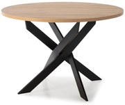 Kerek étkezőasztal tölgyfa dekoros asztallappal 120x120 cm Ther – Marckeric