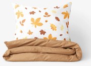 Goldea pamut ágyneműhuzat duo - őszi levelek, barna színű hátoldal 150 x 200 és 50 x 60 cm