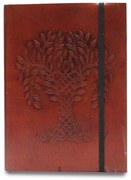 Növényekkel Cserzett Bőr Kötésű Notesz - Az élet fája, 17cm