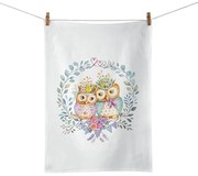 Szerelmes bagoly pár pamut konyharuha Owl couple in love