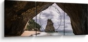 Barlang képe, Új-Zéland (órával) (90x30 cm)