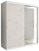 Ruhásszekrény 180 cm Marbelo T2 (matt fehér + fehér márvány). 1064596