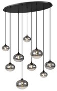 Modern függőlámpa fekete füstüveggel, 9 égős - Jia