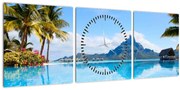 Kép - Bora-Bora, francia Polinézia (órával) (90x30 cm)