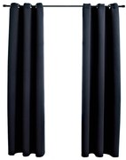 2 db fekete szövet sötétítő függöny gyűrűkkel 97 x 213 cm