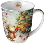 Karácsonyi porcelán bögre 400 ml Ajándékos Süni