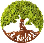 Fa és moha fali dekoráció, fa, 44cm