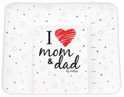 Pelenkázó alátét, puha, I LOVE, 85 x 72 cm, Nellys - fehér/piros
