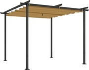 Outsunny 3x3m Pergola Kert Pavilon Fém Teraszi Tetővel, Állítható Napernyő, UV Védelem 30+, Független Napvédelem Teraszhoz és Kerthez, Bézs | Aosom