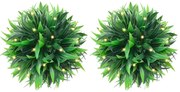 2 db zöld mesterséges boxwood gömbök LED fényekkel 20 cm