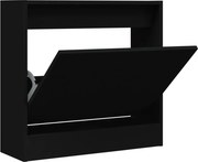 vidaXL fekete szerelt fa cipőszekrény 60 x 21 x 57 cm