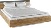Dupla ágy, 160x200, tölgy artisan/grafit, GABRIELA