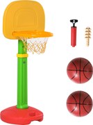 HOMCOM Állítható Gyermek Kosárlabda Gyűrű 2 Labdával és Légpumpával 3+ Éveseknek Benti és Kinti Sport Játékok 52.5x44x120-160 cm Többszínű | Aosom